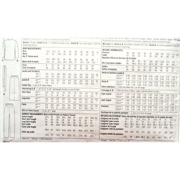 Simplicity 7869 Sewing Pattern Simplicity 7869 Misses Jacket Skirt Pants Easy to - Picture 2 of 2